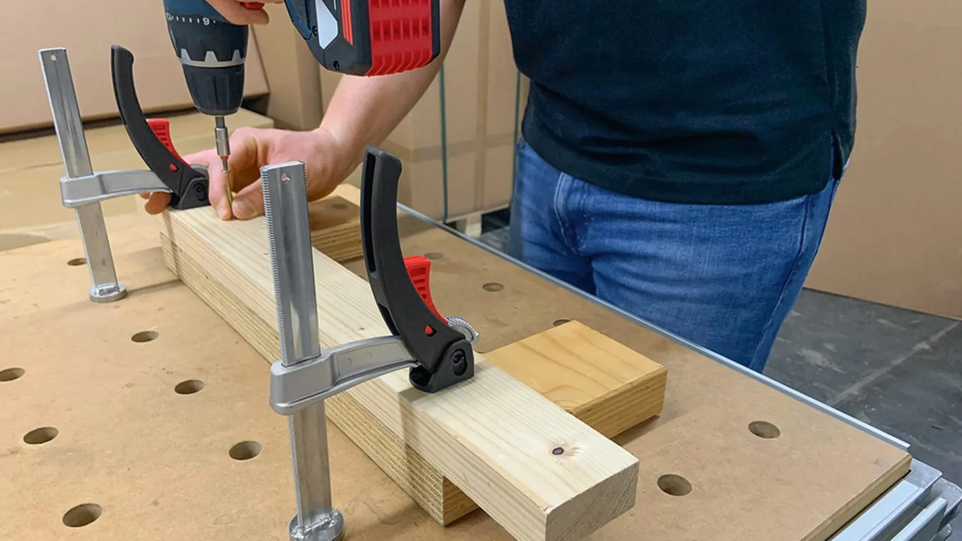 Bessey Set 2x Werkbankzwinge Ø20 mm Lochraster TW-KLI