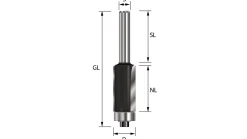Bündigfräser mit Kugellager stirnseitig D 14 mm
