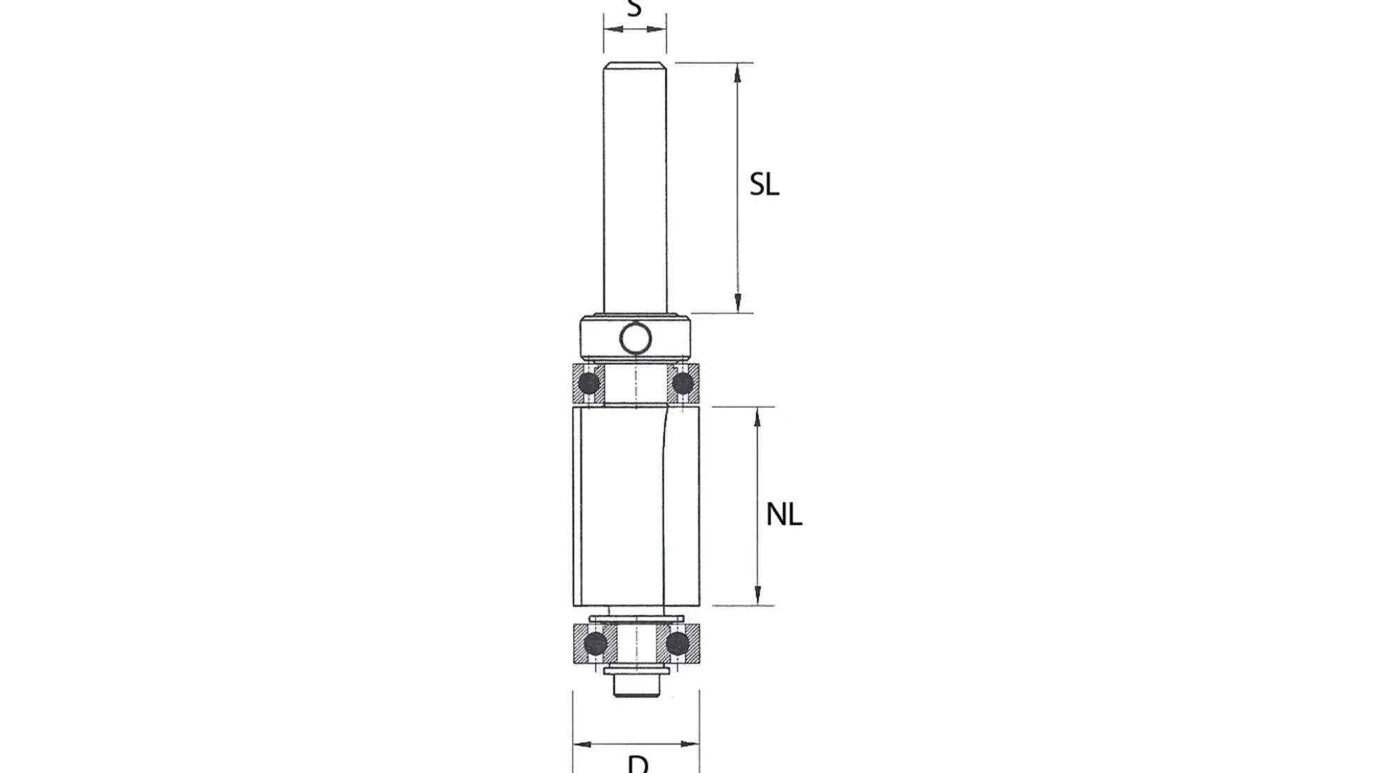 Bündigfräser Ø 14mm mit doppeltem Kugellager und Achswinkel