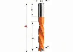 Bohrer für Durchbohrung D 5 mm