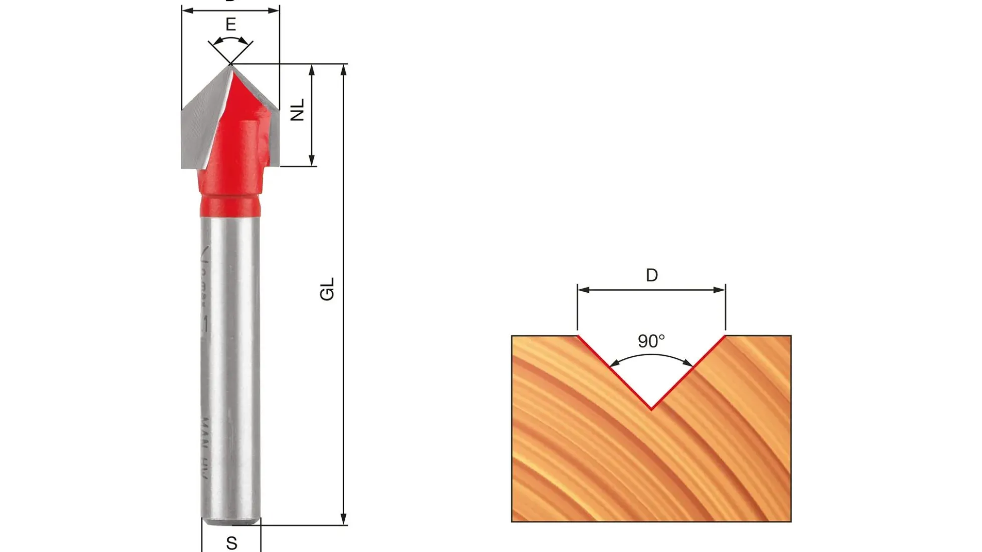 freud V-Nutfräser D9,5 S8 90°