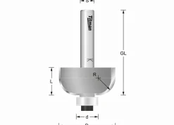 Halbhohlkehlfräser Z2 R5 Ø22 mm
