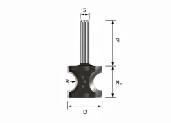 Halbstabfräser HM Z2 R: 6mm NL: 30mm