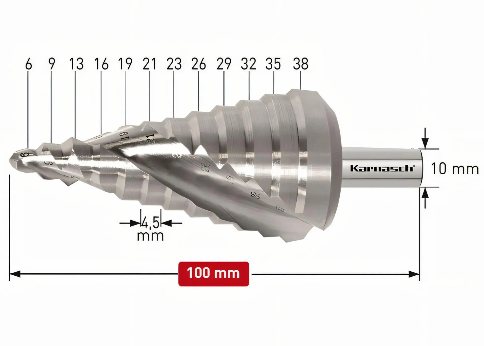 HSS-XE Stufenbohrer spiral genutet