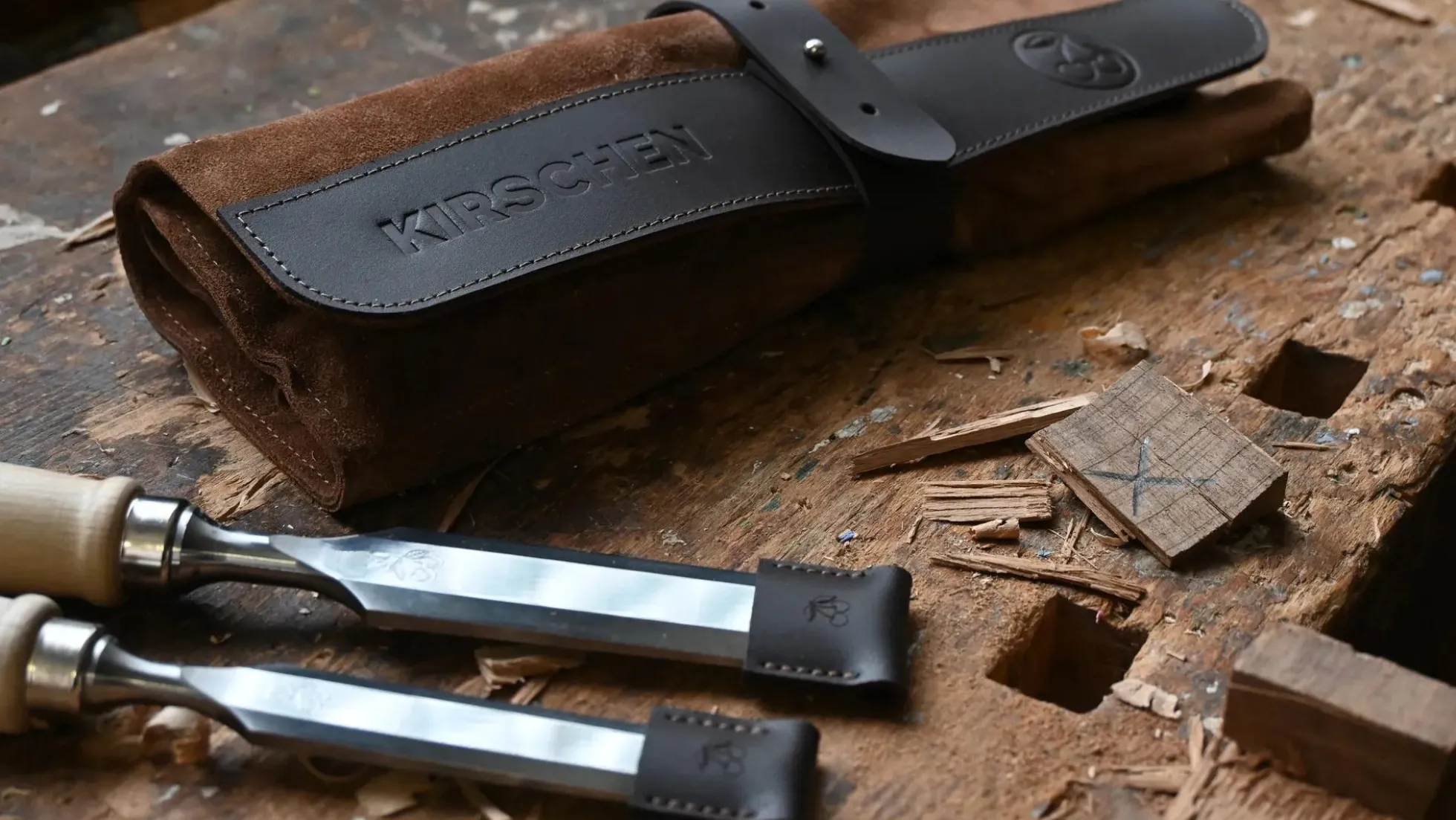 KIRSCHEN Stechbeitelsatz in Veloursledertasche, 6-teilig