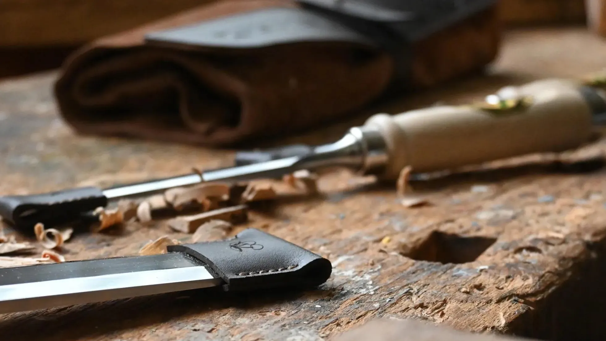 KIRSCHEN Stechbeitelsatz in Veloursledertasche, 8-teilig