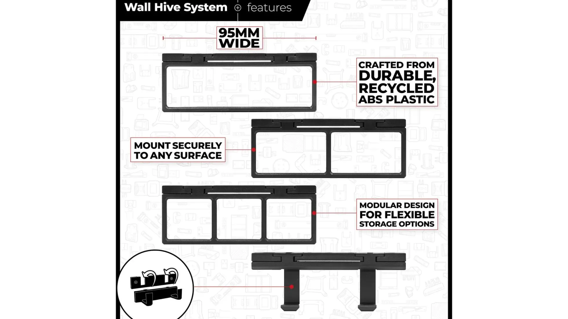 Modularer StealthMounts Wand-Organizer für Handwerkzeuge, 4 St.