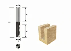 Nutfräser HW Z2 D: 8mm GL: 77mm