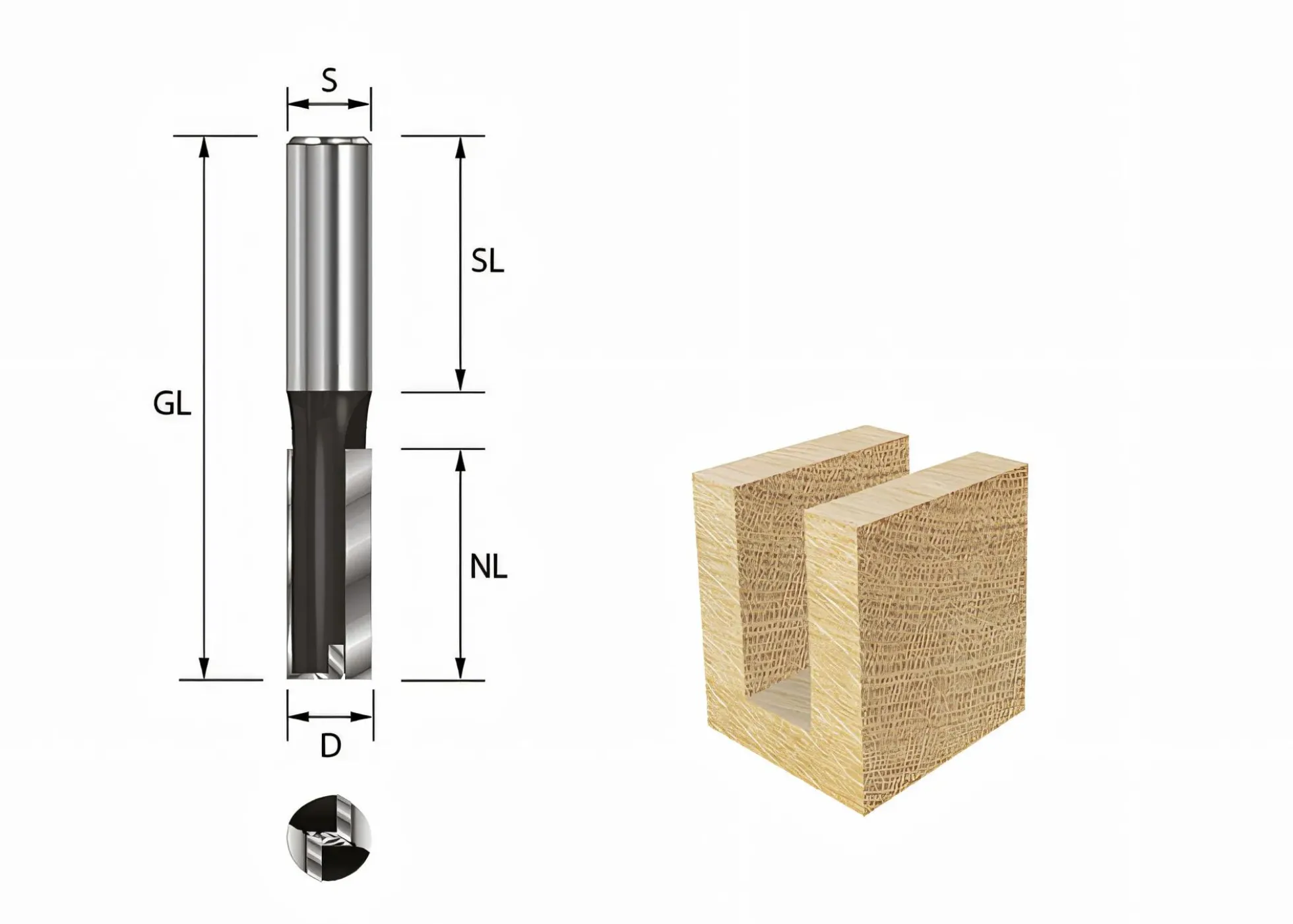 Nutfräser HW Z2 D: 12,7mm GL: 100mm