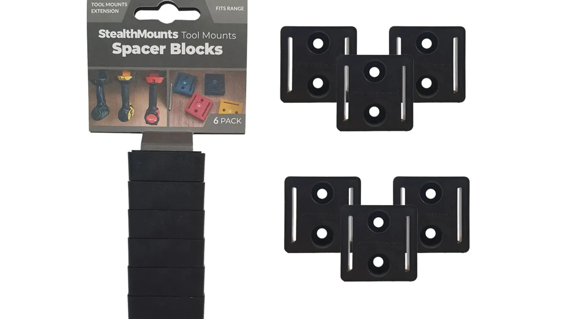 Schwarze Distanzstücke für StealthMounts Werkzeughalter (12mm), 6 St.
