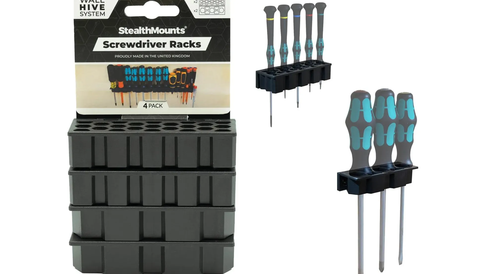 StealthMounts Wand-Organizer für Schraubendreher, 4 St.