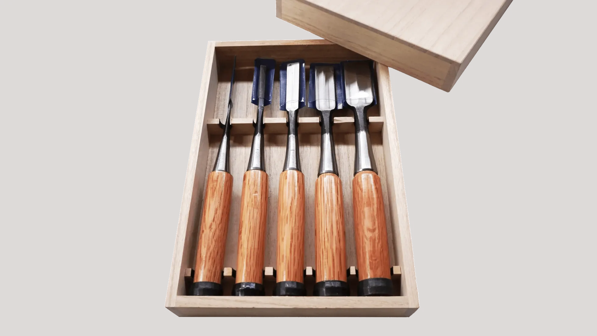 Temple Tool Stechbeitel-Set im Holzkasten, 5-tlg.