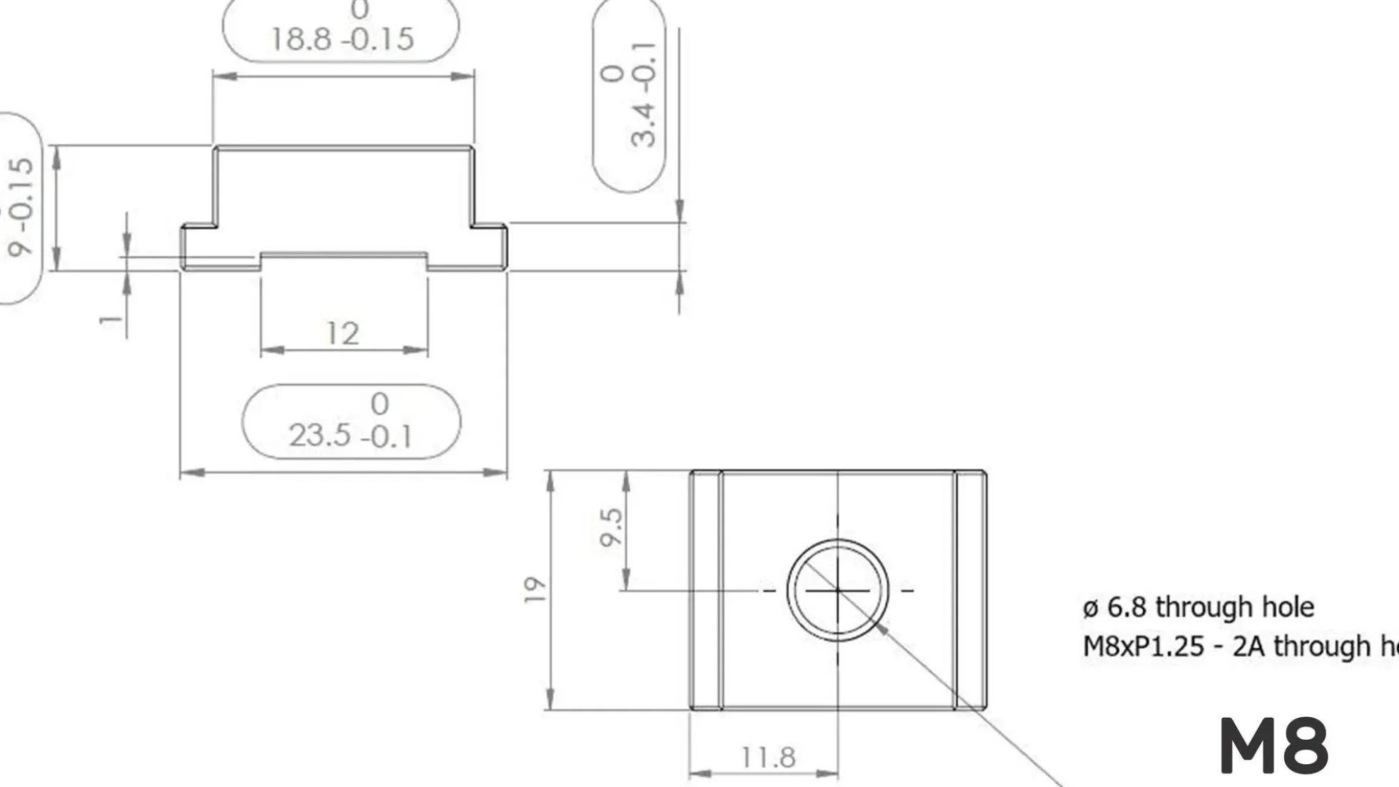 T-Nutensteine 3/4" -M8(5 Stück)
