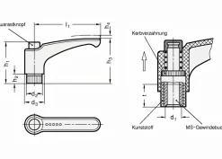 Verstellbarer Klemmhebel mit Gewindebuchse M10 - 4 Stück
