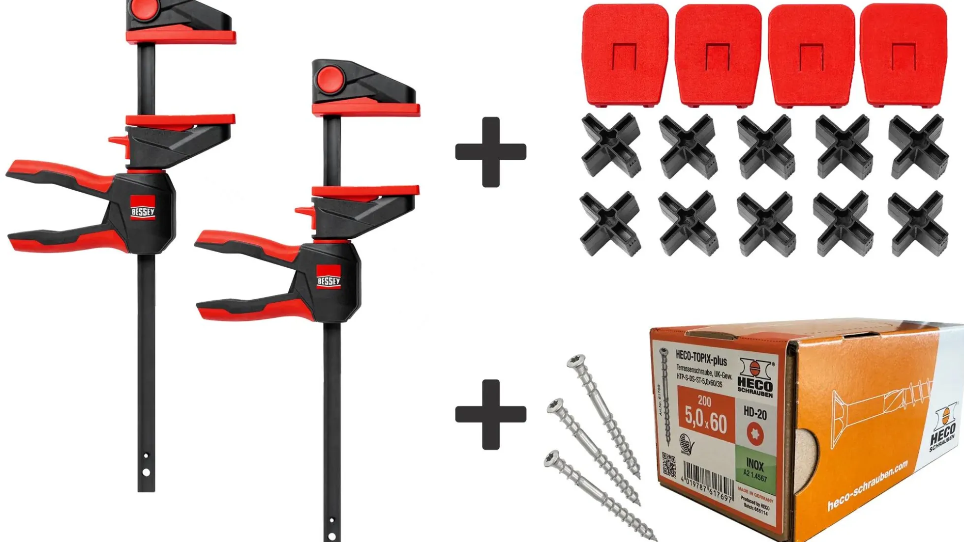 2x Drehgriff-Einhandzwingen EZ360-45 + EZ-TD + Schrauben